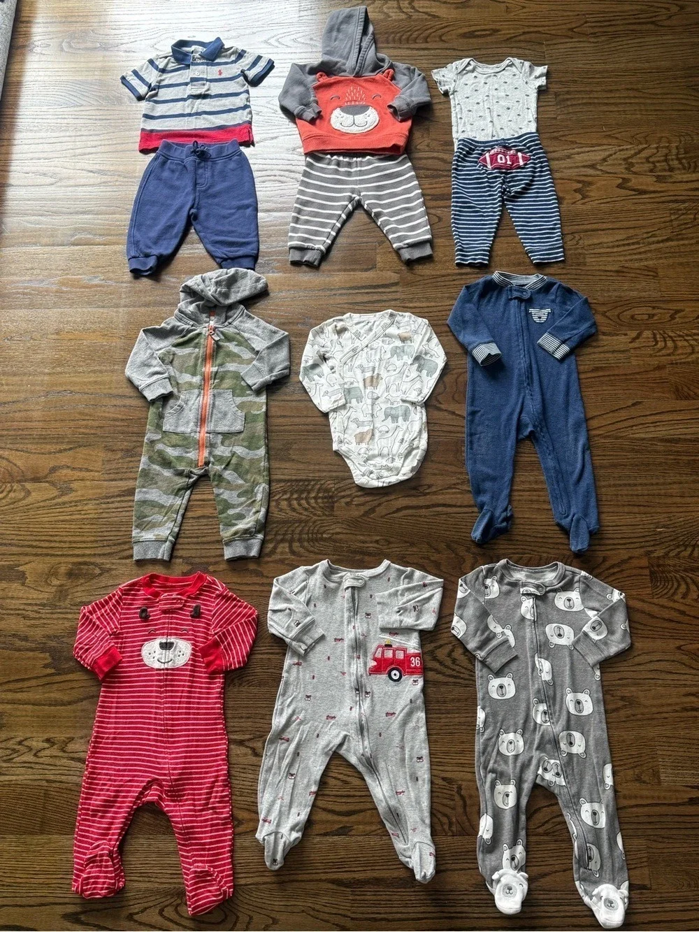 Ralph Lauren & Carter’s Baby Boy Footed Pajama Bundle Sweatshirt Pants 9 Months